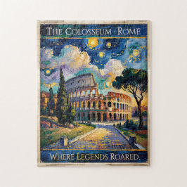 Colorful Rome Italy Colosseum Starry Night Vintage Puzzle
