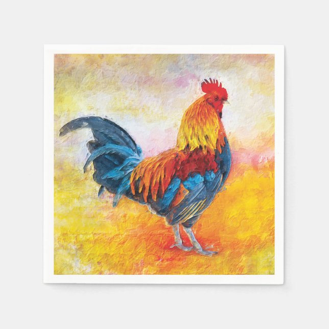 Colorful Rooster Serviette (Vorderseite)