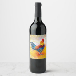 Colorful Rooster Weinetikett