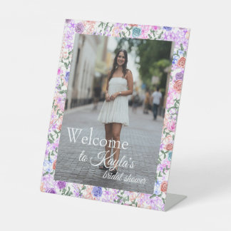 Colorful Rose Border Bridal Shower Welcome Sign Sockelschild
