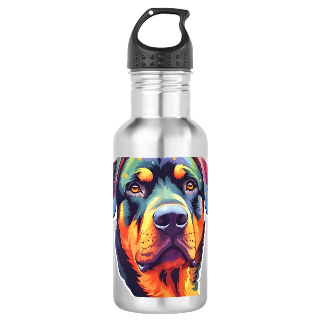 Colorful Rottweiler Head Edelstahlflasche (Vorderseite)