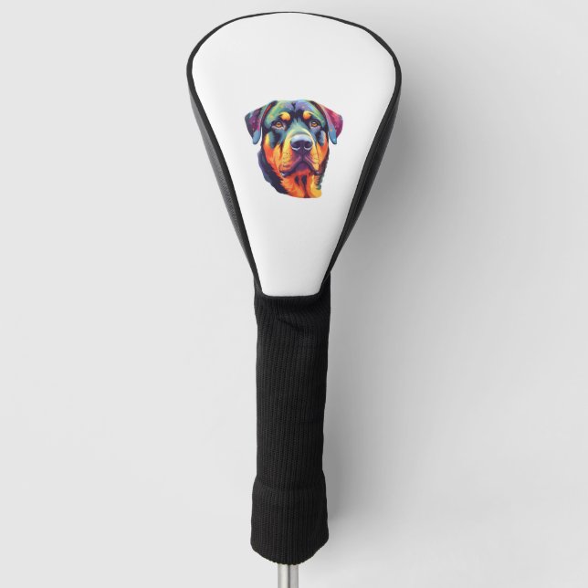 Colorful Rottweiler Head Golf Headcover (Vorderseite)