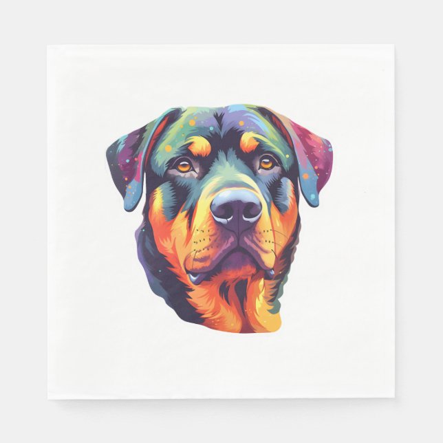 Colorful Rottweiler Head Serviette (Vorderseite)