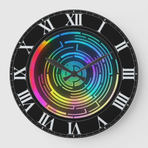 Colorful Round Rainbow Maze Wall Clock Große Wanduhr