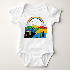 Colorful rural landscape baby strampler
