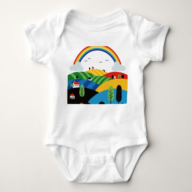 Colorful rural landscape baby strampler (Vorderseite)
