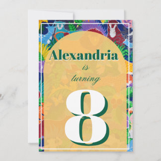 Colorful Safari Thema Geburtstag beschäftigt Einladung