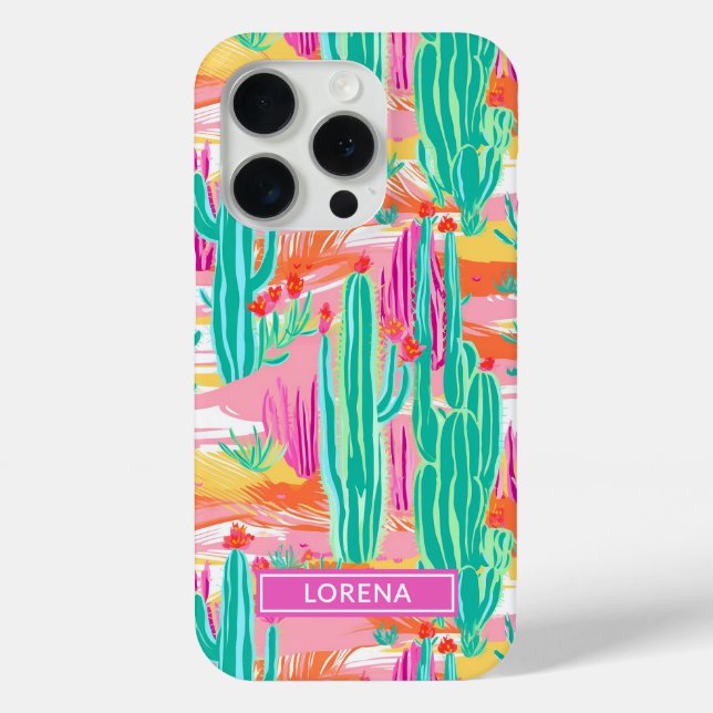 Colorful Saguaro Cacti Personalized Case-Mate iPhone Hülle (Rückseite)