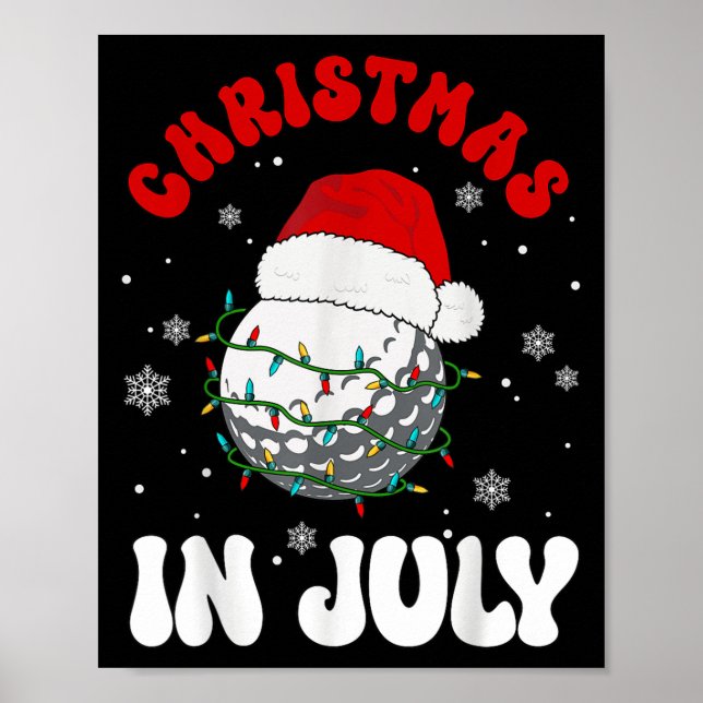 Colorful Santa Hat Lights Funny Golf Lover Christm Poster (Vorne)