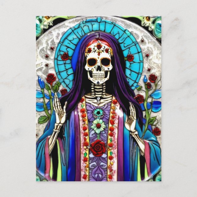 Colorful Santa Muerte Postkarte (Vorderseite)