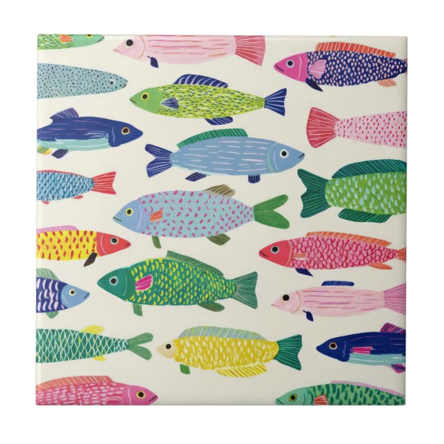 Colorful Sardines Seamless Pattern (1) Fliese (Vorderseite)