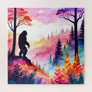 Colorful Sasquatch on Ridge über dem Wald Puzzle
