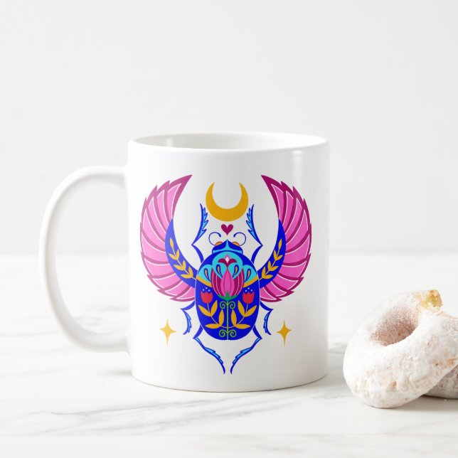 Colorful Scarab folk art coffee mug Kaffeetasse (Mit Donut)