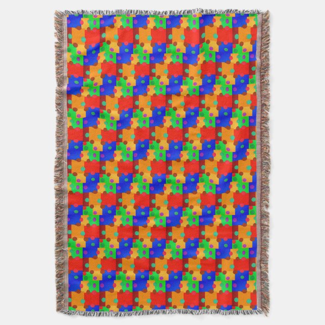 Colorful School Puzzle Throw Blanket Decke (Vorderseite Vertikal)