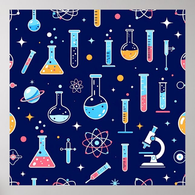 Colorful Science Lab Pattern Modern Chemistry  Poster (Vorne)