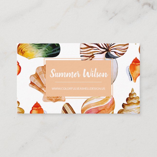 Colorful Seashells Business Card Visitenkarte (Vorderseite)