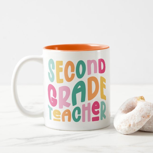 Colorful Second Grade Teacher  Zweifarbige Tasse (Mit Donut)