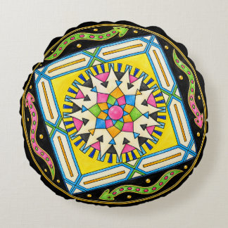 Colorful Serpent Mandala – Hand Drawn Runde Kissen