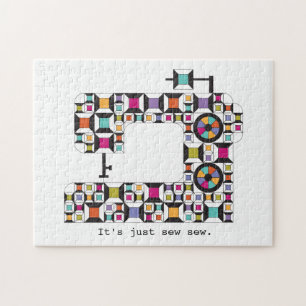 Colorful Sewing Machine Quilt Pattern Puzzle
