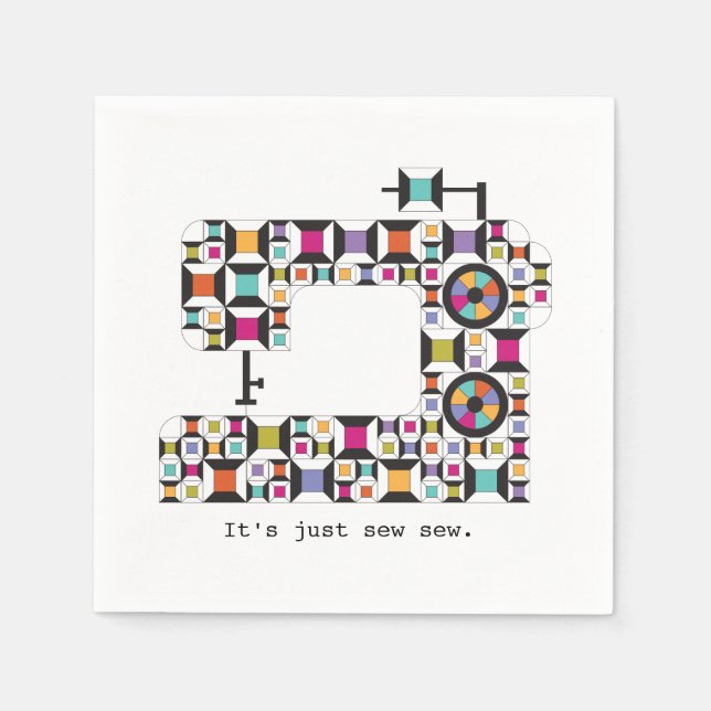 Colorful Sewing Machine Quilt Pattern Serviette (Vorderseite)