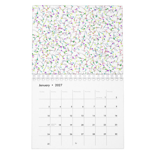Colorful Sewing Pins White Dressmaker Seamstress Kalender (Jan 2027)
