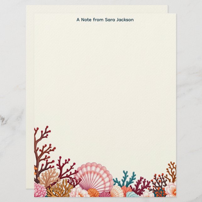 Colorful Shell Border Stationery Paper Briefbogen (Vorne/Hinten)