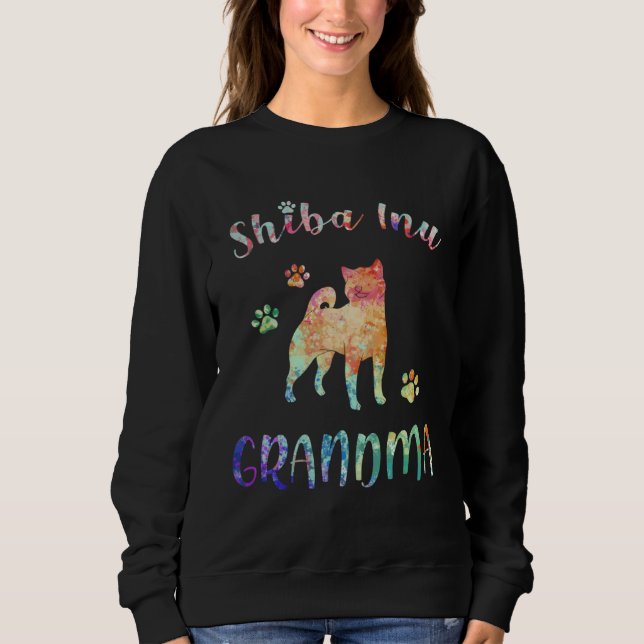 Colorful Shiba inu Dog Grandma  Promoted To Grandm Sweatshirt (Vorderseite)
