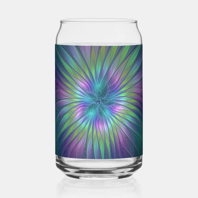 Colorful Shiny Fantasy Flower Abstract Fractal Art Dosenglas (Vorderseite)