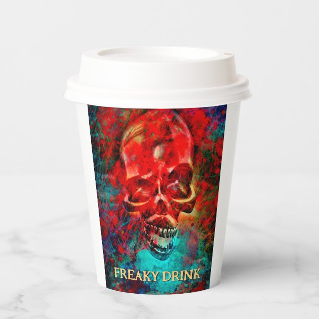 Colorful skull. Freaky Drink Pappbecher (Vorderseite)