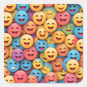 Colorful Smile Emoji Quadratischer Aufkleber
