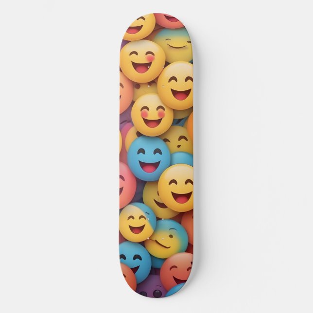 Colorful Smile Emoji Skateboard (Vorderseite)