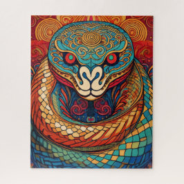 Colorful Snake in Intricate Swirls and Patterns Puzzle