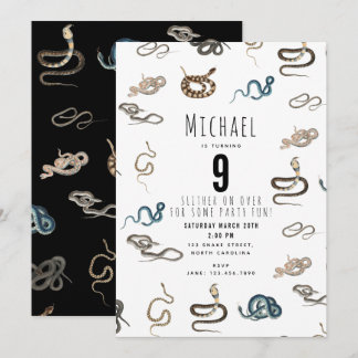 Colorful Snakes Reptile Animal Birthday Party Invi Einladung