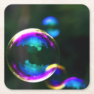 Colorful Soap Bubbles Floating Rechteckiger Pappuntersetzer