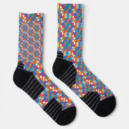 Colorful socks with a jigsaw puzzle pattern socken