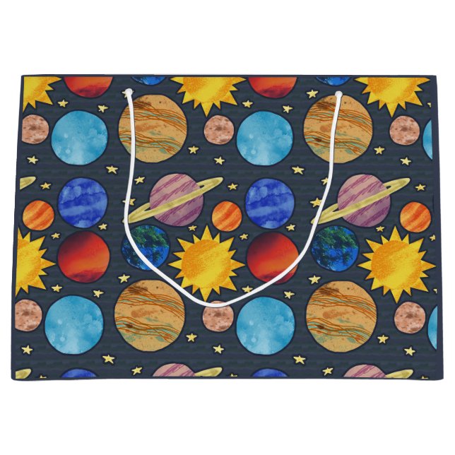 Colorful Solar System Große Geschenktüte (Vorderseite)
