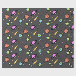 Colorful Space Doodle Wrapping Paper Geschenkpapier