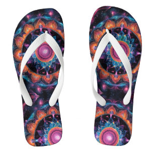 Colorful Space Mandala Flip Flops