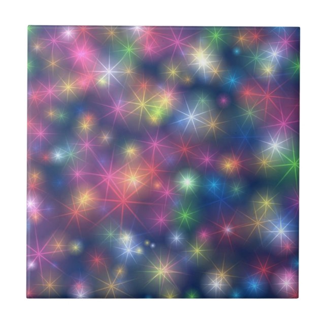 Colorful Sparkles Party Lights Fliese (Vorderseite)