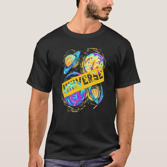 Colorful Spinning Planets Space & Science Kids Ast T-Shirt (Vorderseite)