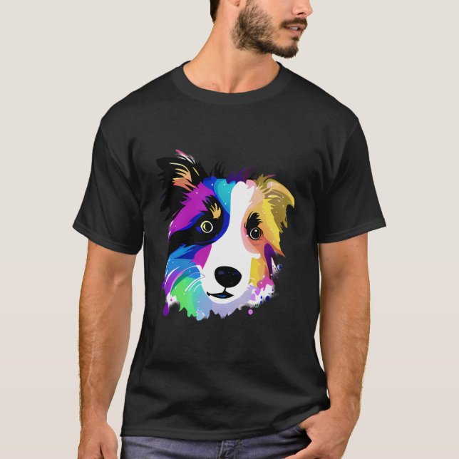 Colorful Splash Border Collie Downer T-Shirt (Vorderseite)