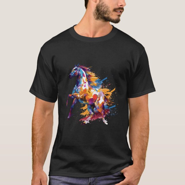 Colorful Splash Cheval Canadien Horse T-Shirt (Vorderseite)