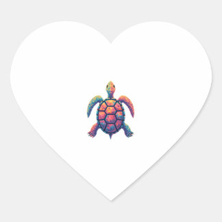 Colorful Splash Eastern Box Turtle (1) Herz-Aufkleber