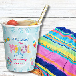 Colorful Splish Splash Girl Birthday Pool Party Pappbecher