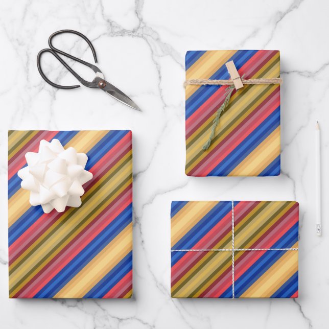Colorful Spring And Summer Fashion Show Stripes Geschenkpapier Set (Vorderseite)