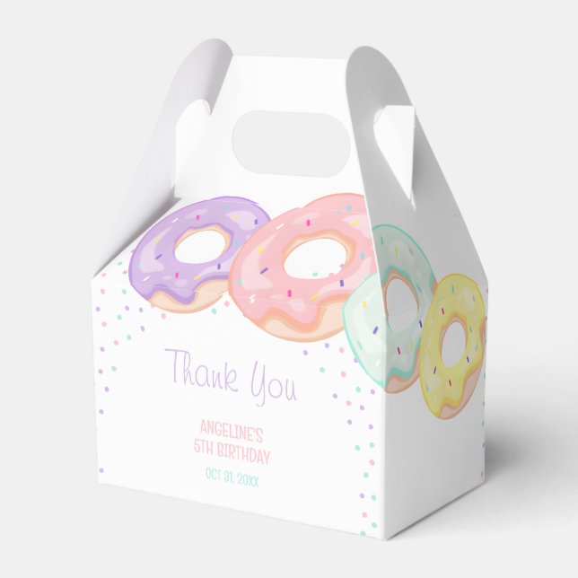 Colorful Sprinkle Donuts Kids Birthday Favor Geschenkschachtel (Rückseite)