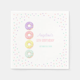 Colorful Sprinkle Sweet Donuts Kids Birthday Serviette
