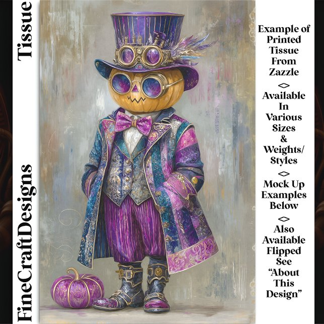 Colorful Steampunk Pumpkin Man Art DM8L Decoupage Seidenpapier (Von Creator hochgeladen)
