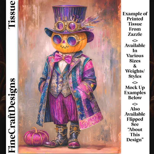 Colorful Steampunk Pumpkin Man Art DM8LF Decoupage Seidenpapier (Von Creator hochgeladen)