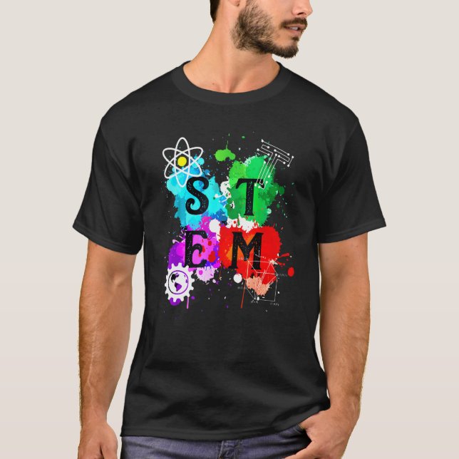 Colorful Stem Squad  Students & Teachers Crew T-Shirt (Vorderseite)